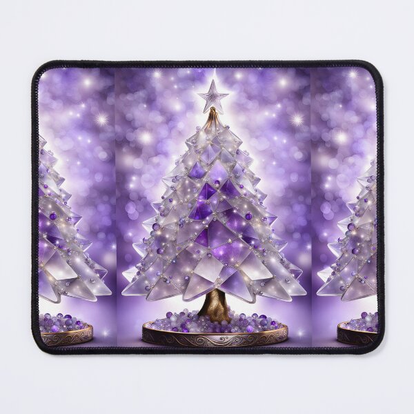 Item preview, SEASONS GREETING CHRISTMAS TREE Purple Amethyst Sapphire Stained Glass Art Print on Demand ~Winter Wonderland Party Decoration~Birthday Gift~Favor designed and sold by Spinning Plates 360.
