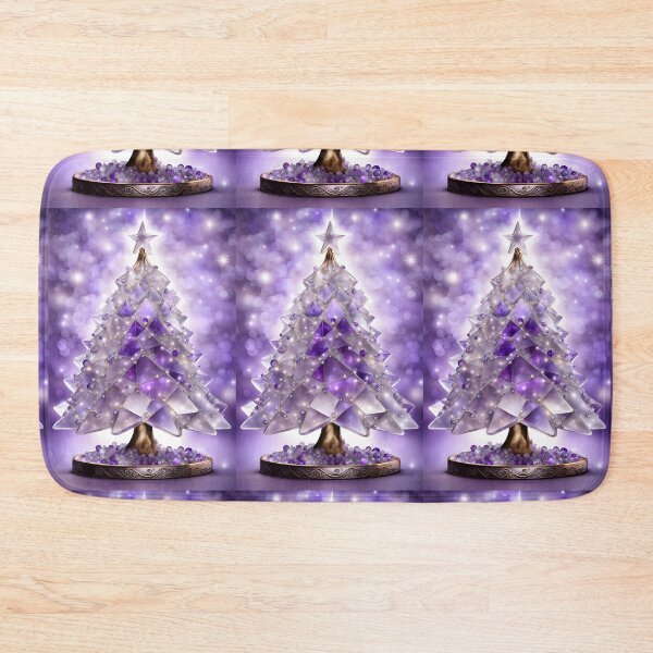 Item preview, SEASONS GREETING CHRISTMAS TREE Purple Amethyst Sapphire Stained Glass Art Print on Demand ~Winter Wonderland Party Decoration~Birthday Gift~Favor designed and sold by Spinning Plates 360.