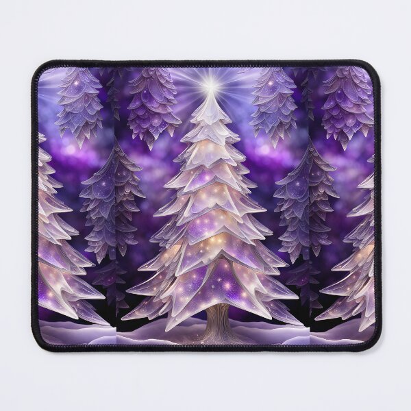 Item preview, SEASONS GREETING CHRISTMAS TREE Purple Amethyst Sapphire Stained Glass Art Print on Demand ~Winter Wonderland Party Decoration~Birthday Gift~Favor designed and sold by Spinning Plates 360.