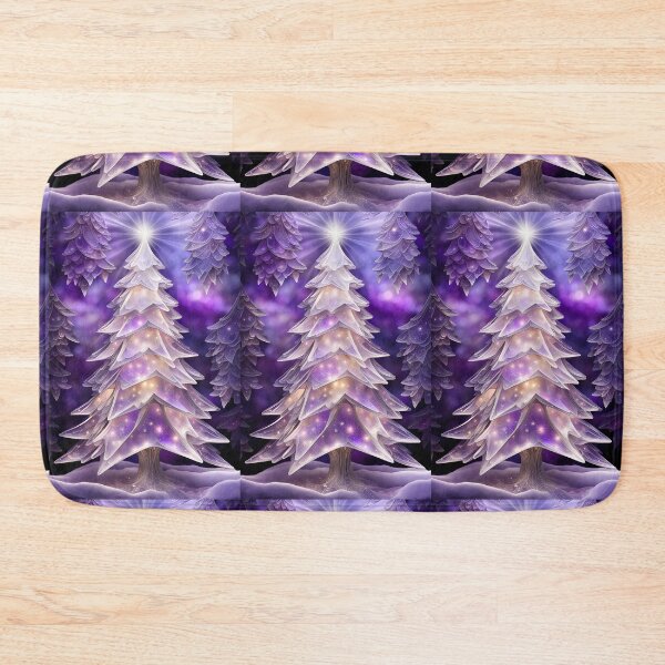 Item preview, SEASONS GREETING CHRISTMAS TREE Purple Amethyst Sapphire Stained Glass Art Print on Demand ~Winter Wonderland Party Decoration~Birthday Gift~Favor designed and sold by Spinning Plates 360.