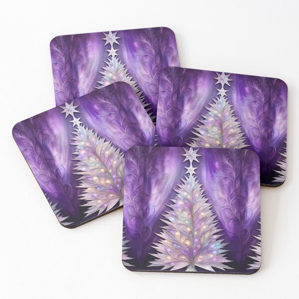 Item preview, SEASONS GREETING CHRISTMAS TREE Purple Amethyst Sapphire Stained Glass Art Print on Demand ~Winter Wonderland Party Decoration~Birthday Gift~Favor designed and sold by Spinning Plates 360.