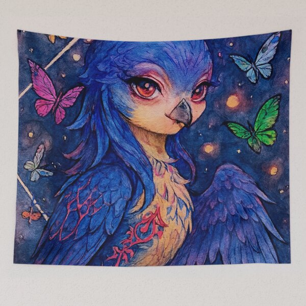 Item preview, Cosmic bluebird with butterflies in flight designed and sold by Ecosetereos.