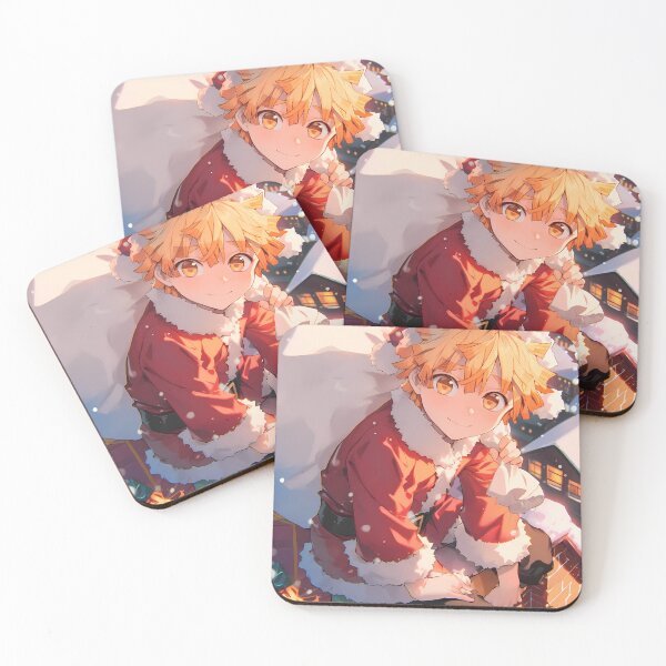 Item preview, Zenitsu Agatsuma Demon Slayer Christmas Anime Winter Santa Snow Town Night designed and sold by CarlosBender.