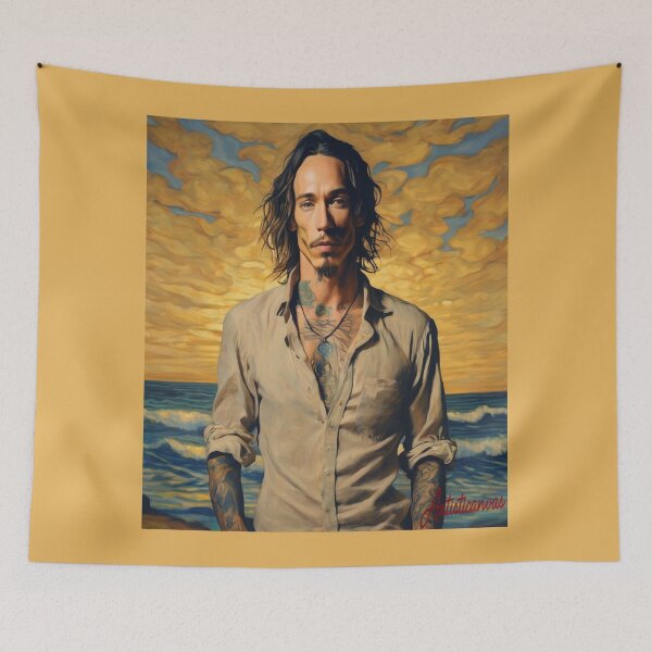Item preview, "Brandon Boyd at Sunset: The Free-spirited Incubus Frontman" designed and sold by Artisticanvas.