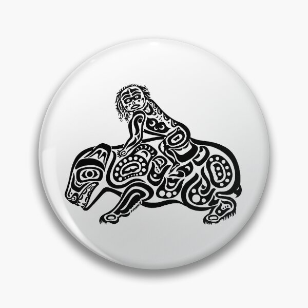 Item preview, Shaman Riding A Grizzly Bear Native American Animal Crest designed and sold by YuckyCat.