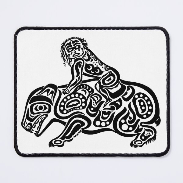 Item preview, Shaman Riding A Grizzly Bear Native American Animal Crest designed and sold by YuckyCat.