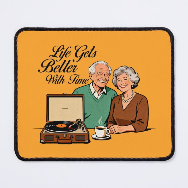 Item preview, Life Gets Better With Time Retro Elderly Couple & Vinyl Record Player designed and sold by socozora.