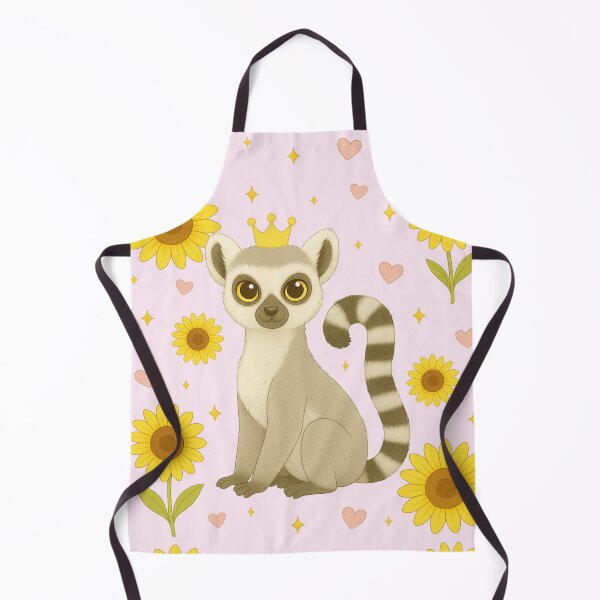 Item preview, Ring-Tailed Lemur with Sunflowers - Solid Pink designed and sold by HIMEKARI.