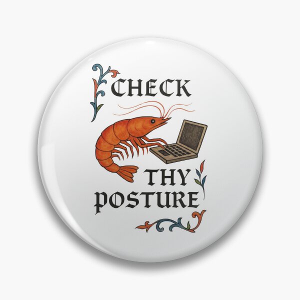 Item preview, Funny Medieval Shrimp Laptop Sticker Check Thy Posture ,Waterproof Vinyl designed and sold by ezuldeen48.
