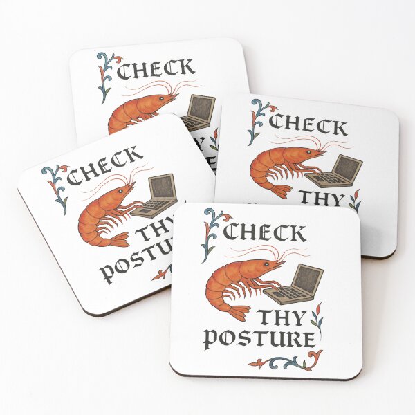 Item preview, Funny Medieval Shrimp Laptop Sticker Check Thy Posture ,Waterproof Vinyl designed and sold by ezuldeen48.