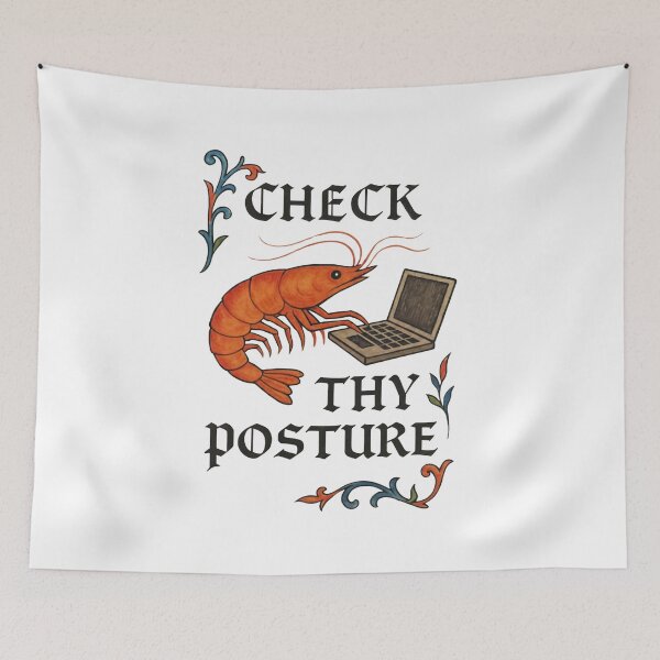 Item preview, Funny Medieval Shrimp Laptop Sticker Check Thy Posture ,Waterproof Vinyl designed and sold by ezuldeen48.