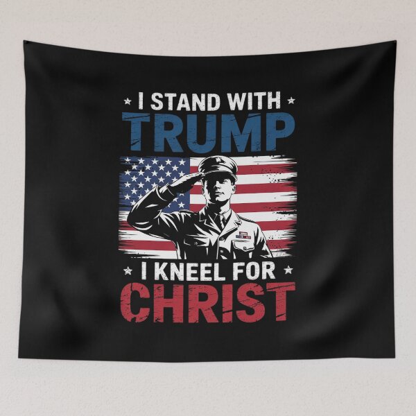 Item preview, I Stand With Trump Is My President Kneel Jesus Christ Savior  designed and sold by KonstanKoraner.
