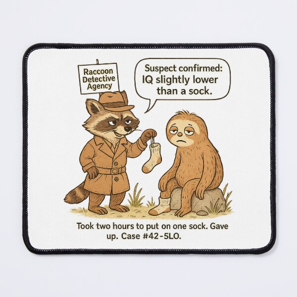 Item preview, IQ Slightly Lower Than a Sock? | Funny Sloth & Raccoon Design designed and sold by FunscapeHQ.