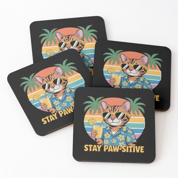 Item preview, Stay Pawsitive Tropical Cat Sunglasses Summer designed and sold by Rotasiin.