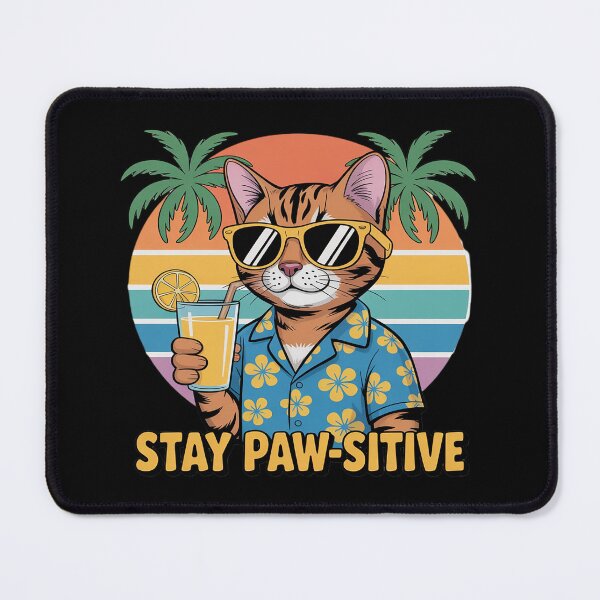 Item preview, Stay Pawsitive Tropical Cat Sunglasses Summer designed and sold by Rotasiin.