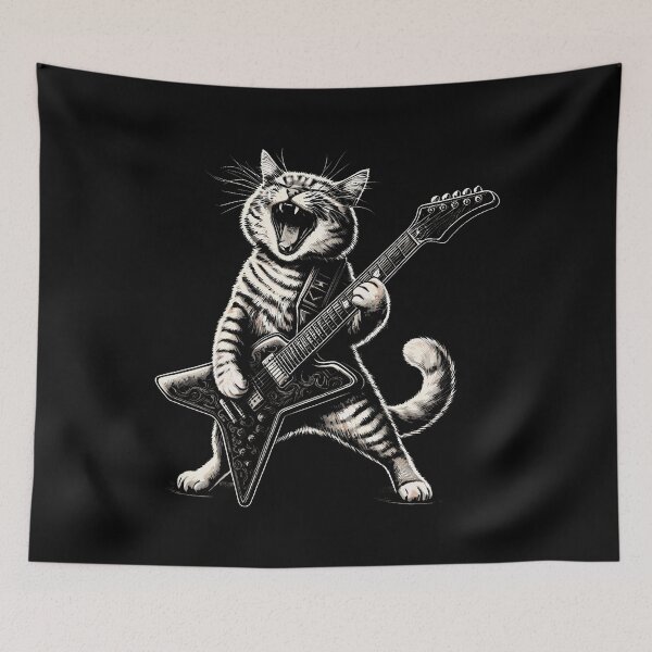 Item preview, Rock And Roll Cat Playing Guitar Funny Guitar Cat designed and sold by PatsyMargie.