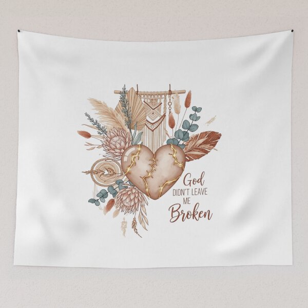 Item preview, God Didn’t Leave Me Broken | Boho Floral Kintsugi Faith Design for Comfort-Seeking Shoppers designed and sold by ebocraft.