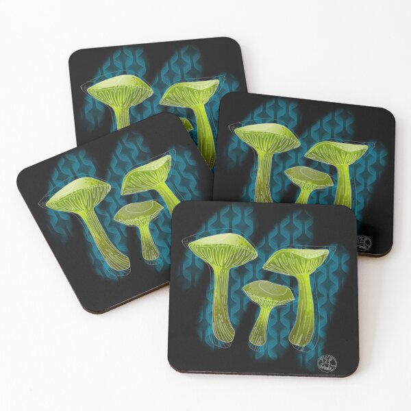 Item preview, Neon Green mushrooms trio designed and sold by NonDecafArt.