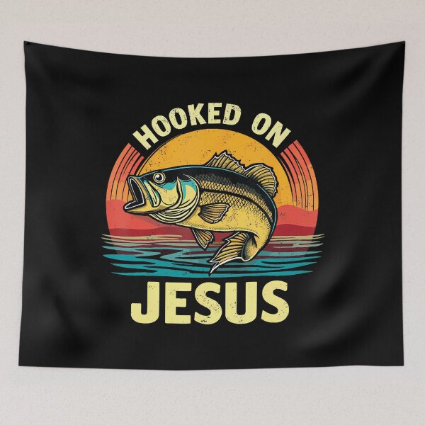 Item preview, Hooked On Jesus Bible Verse Christian Fisherman Bass Fishing designed and sold by DorisElaine.