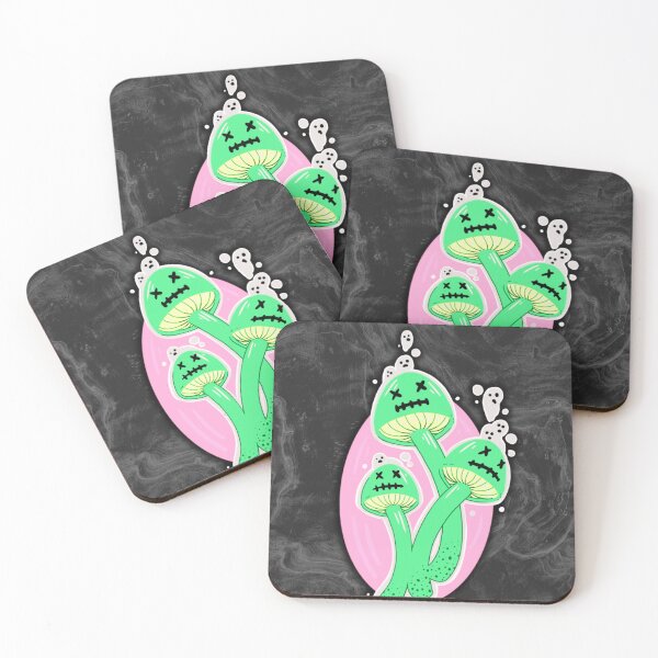 Item preview, Neon Green Poison Mushrooms - Original Digital Art designed and sold by NonDecafArt.