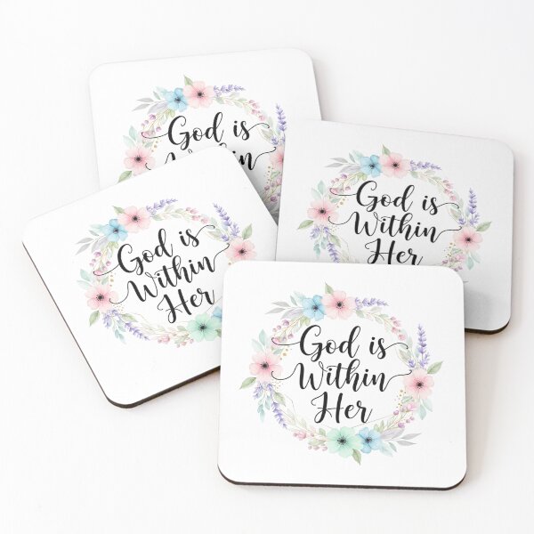 Item preview, God Is Within Her | Elegant Floral Scripture Art for Christian Women designed and sold by ebocraft.