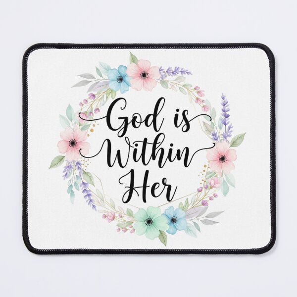 Item preview, God Is Within Her | Elegant Floral Scripture Art for Christian Women designed and sold by ebocraft.