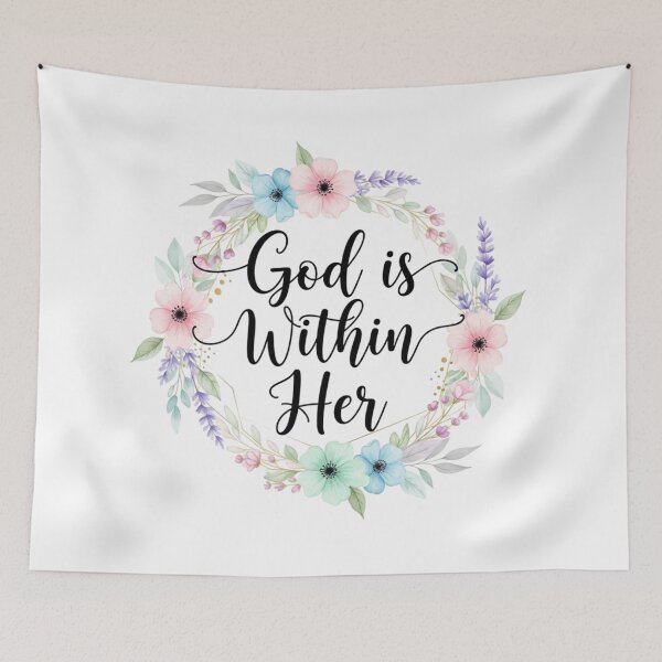 Item preview, God Is Within Her | Elegant Floral Scripture Art for Christian Women designed and sold by ebocraft.