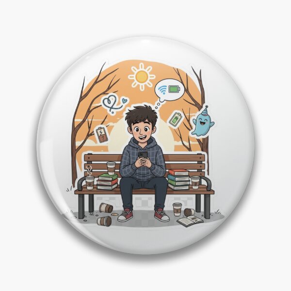 Item preview, Happy Man Sitting Alone Cartoon - Content & Chill Vibe designed and sold by Raju2018.