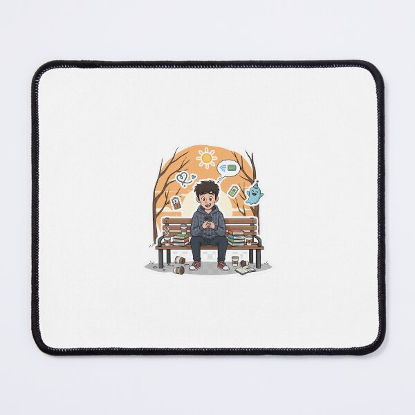 Item preview, Happy Man Sitting Alone Cartoon - Content & Chill Vibe designed and sold by Raju2018.