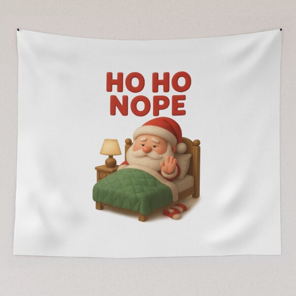 Item preview, Cute Lazy Santa in Bed - Ho Ho Nope Santa | Kawaii Fun Christmas Art designed and sold by Moons Studio.