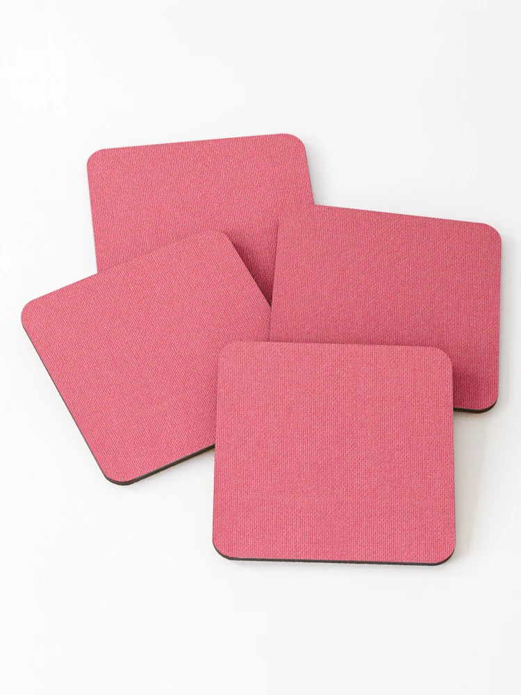Thumbnail 1 of 5, Coasters (Set of 4), Saturated Raspberry Fabric Texture - Minimalist Ribbed Background designed and sold by ConfuseLab Shop.