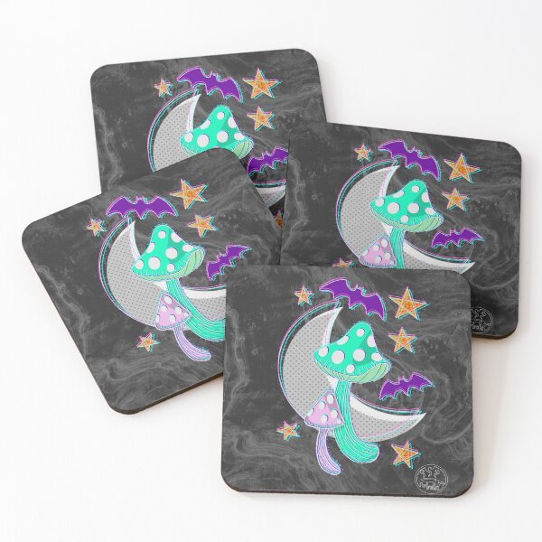 Item preview, Neon Moon Mushrooms - original digital art designed and sold by NonDecafArt.