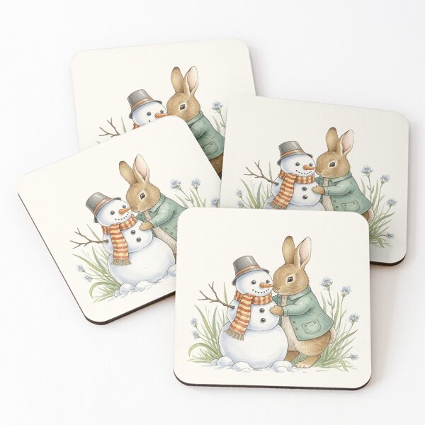 Item preview, Bunny Hugging Snowman | Cozy Winter Friends designed and sold by Pasteltone.