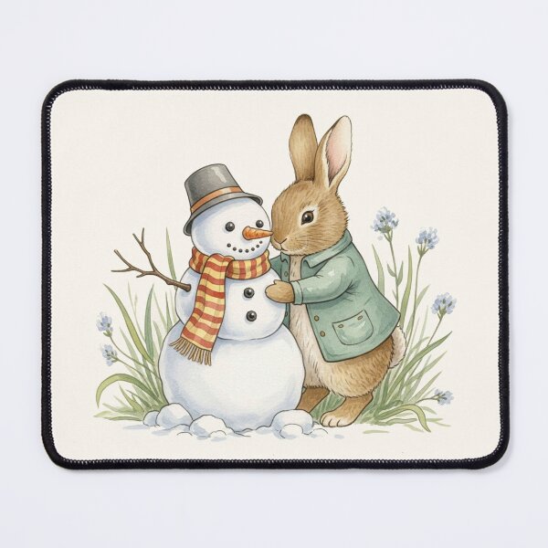 Item preview, Bunny Hugging Snowman | Cozy Winter Friends designed and sold by Pasteltone.