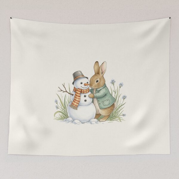 Item preview, Bunny Hugging Snowman | Cozy Winter Friends designed and sold by Pasteltone.