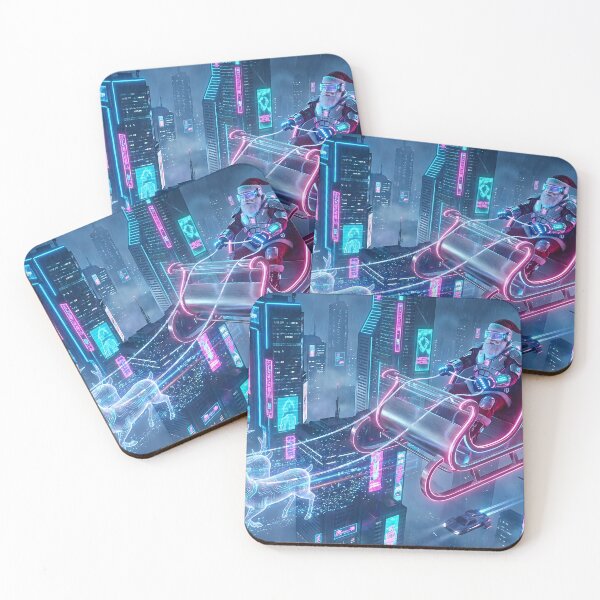 Item preview, Santa’s Neon Night Ride - Christmas Art designed and sold by Glitchart66.