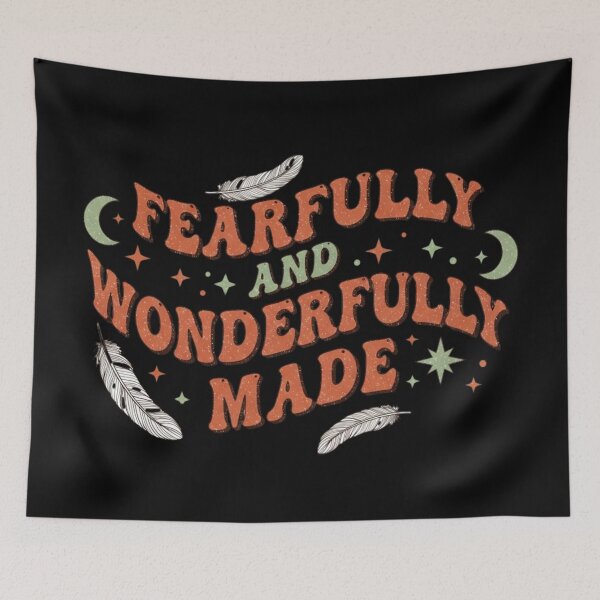 Item preview, Fearfully and Wonderfully Made | Retro Boho Scripture Art for Inspirational Gift Buyers designed and sold by ebocraft.