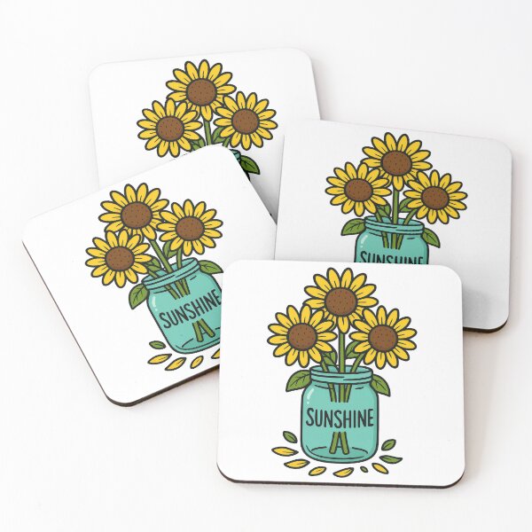 Item preview, Sunflowers in Mason Jar – Cute Sunshine Floral Illustration for Positive Vibes designed and sold by inkoutninja.