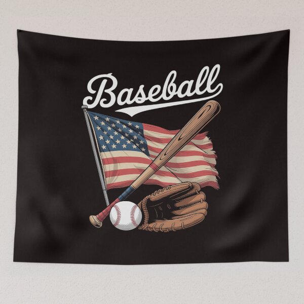 Item preview, American Flag Baseball Player Bat Fan Catcher Pitcher USA designed and sold by RopboxRone.