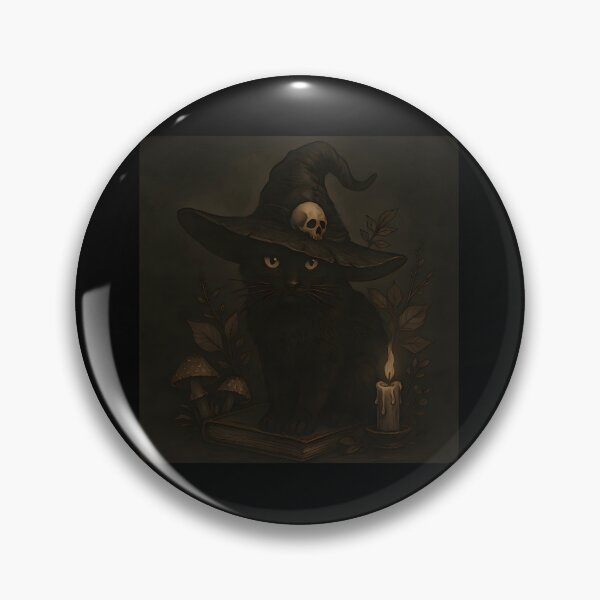 Item preview, Witchy Black Cat With Witch Hat – Dark Academia Cottage designed and sold by ShellyBandy.