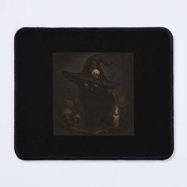 Item preview, Witchy Black Cat With Witch Hat – Dark Academia Cottage designed and sold by ShellyBandy.