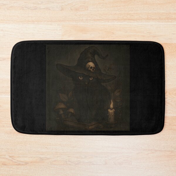 Item preview, Witchy Black Cat With Witch Hat – Dark Academia Cottage designed and sold by ShellyBandy.