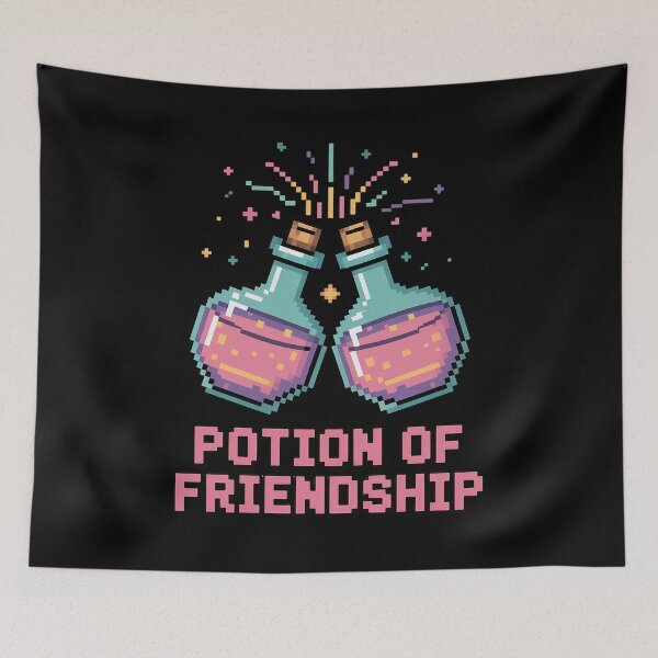 Item preview, Potion of Friendship | Retro RPG Item Co-op Gamer Design | Bestie Love Pixel Adventure Quest designed and sold by pixelpopplanet.