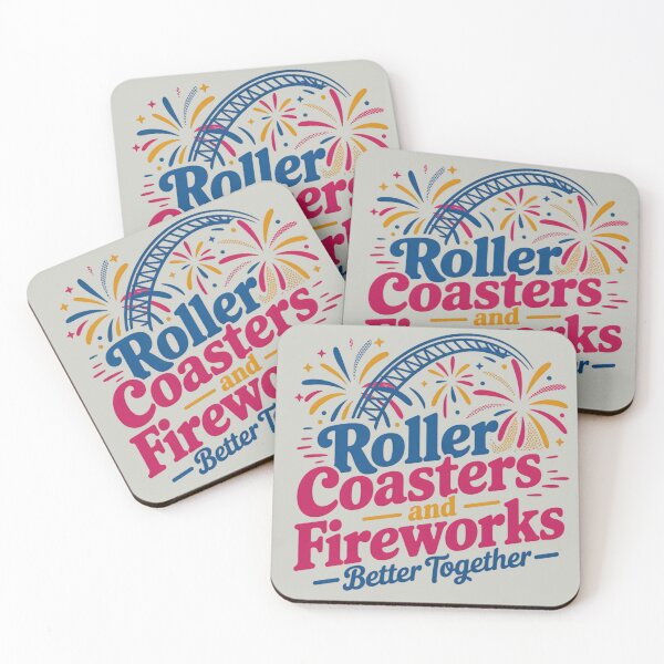 Item preview, Roller Coasters and Fireworks Better Together – Theme Park Summer Fun Design designed and sold by Coaster Culture Industries.