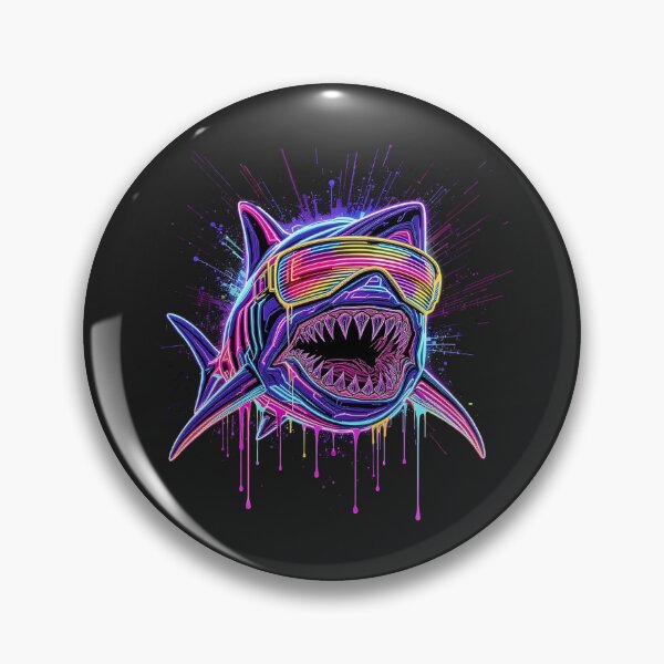 Item preview, Neon Shark – Underwater Cyberpunk | Futuristic Shark Head with Glowing Fins designed and sold by ColorSplash123.