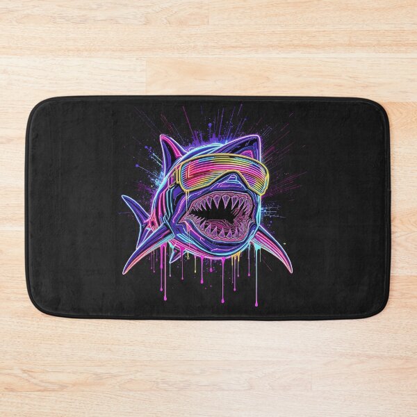 Item preview, Neon Shark – Underwater Cyberpunk | Futuristic Shark Head with Glowing Fins designed and sold by ColorSplash123.