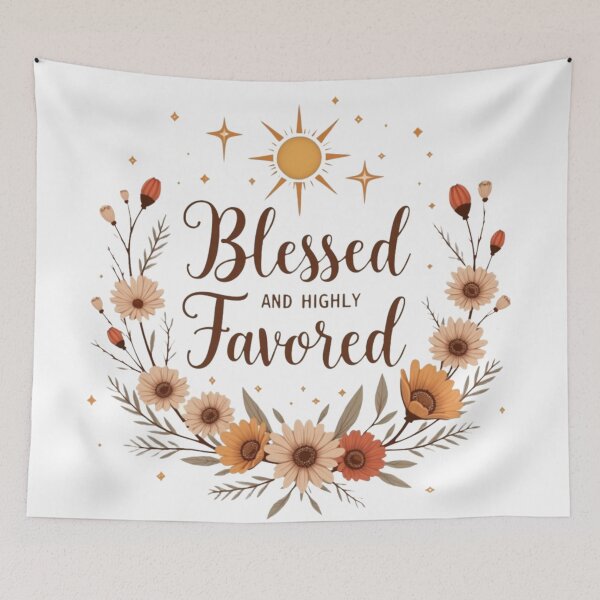 Item preview, Blessed and Highly Favored | Vintage Boho Blessing Art for Faith-Filled Special Occasions designed and sold by ebocraft.