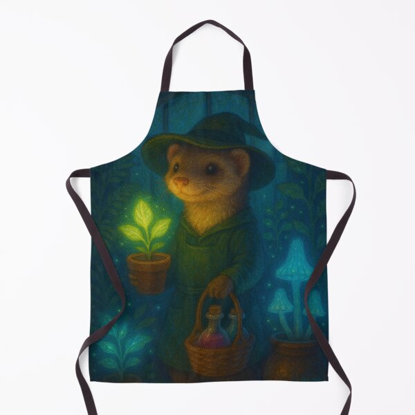 Item preview, Magical Greenhouse Alchemist Ferret – Enchanted Botanical Art designed and sold by AlcheArtsStudio.