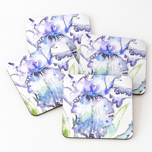 Item preview, Blue Purple Iris Flower Watercolor Painting designed and sold by Sarah  Rajkotwala.