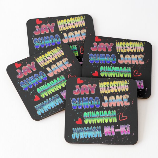 Item preview, JAY, HEESEUNG, SUNOO, JAKE, SUNGHOON, JUNGWON, NI-KI Colorful K-Pop Member Name Design designed and sold by arorar.